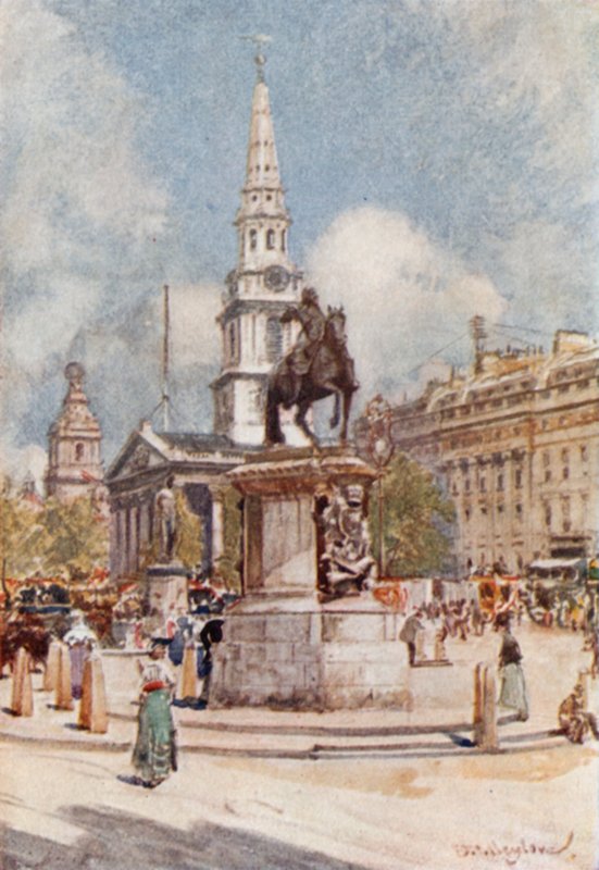 Charing Cross, avec la statue de Charles Ier et St. Martin-in-the-Fields - John Fulleylove