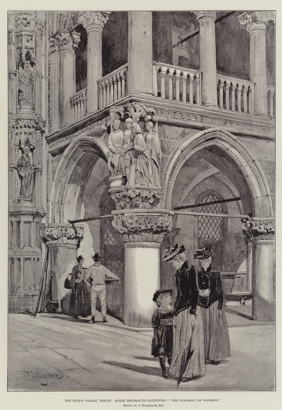 Le Palais des Doges, Venise, Angle Sculpture Décorative, Le Jugement de Salomon - John Fulleylove
