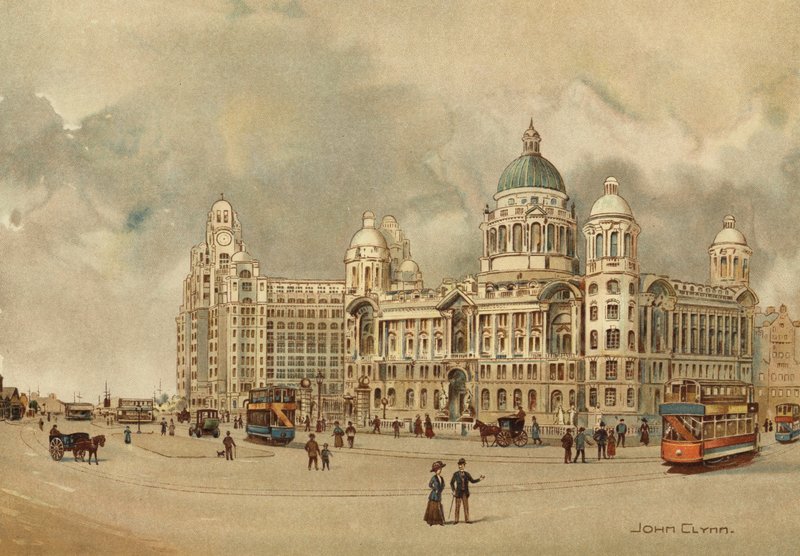 Liverpool : Bureaux du Mersey Docks and Harbour Board, The Liver Building, etc., Approche du Landing Stage - John Glynn