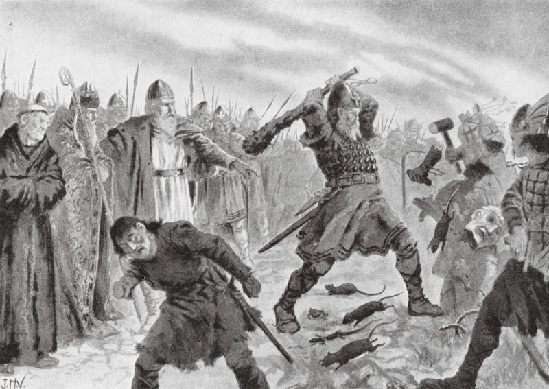 Le roi Olav le Saint brisant l