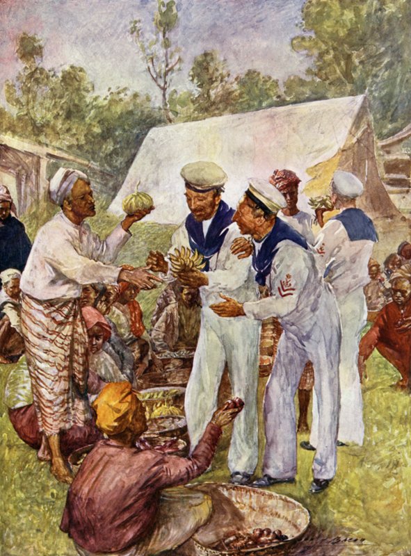Marins britanniques dans un marché birman - John Henry Frederick (after) Bacon