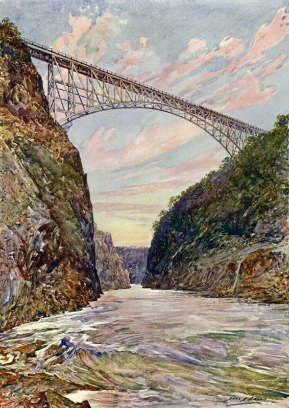 Le pont sur les chutes Victoria, Rhodésie - John Henry Frederick (after) Bacon