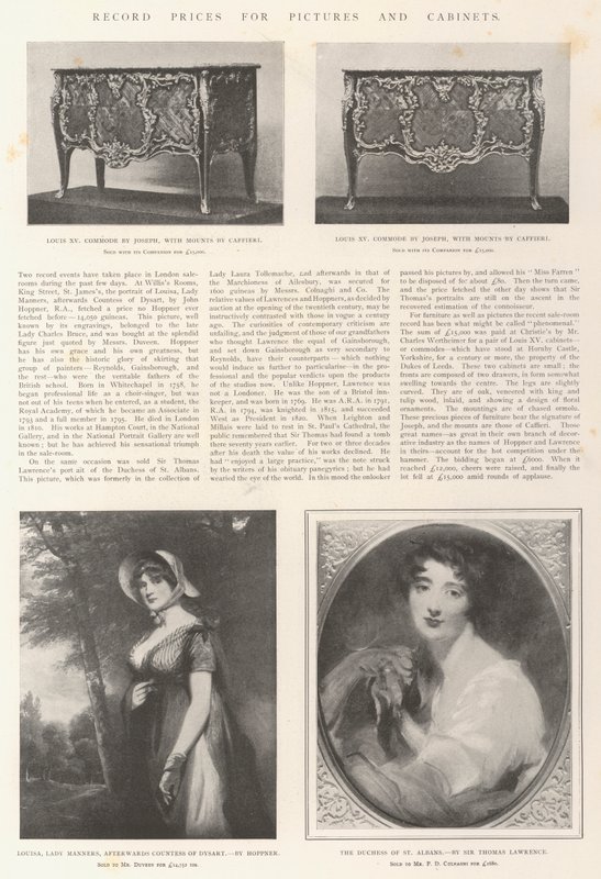 Prix record pour des tableaux et des cabinets - John Hoppner
