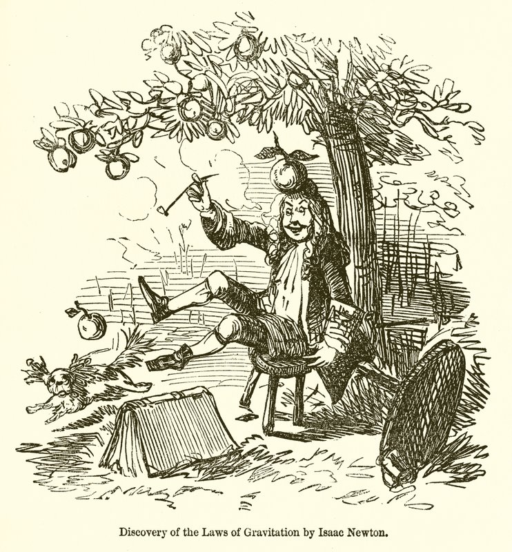 Découverte des lois de la gravitation par Isaac Newton - John Leech