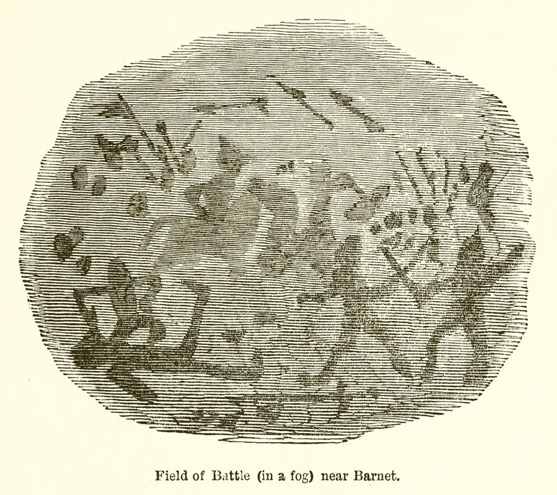 Champ de bataille (dans le brouillard) près de Barnet - John Leech