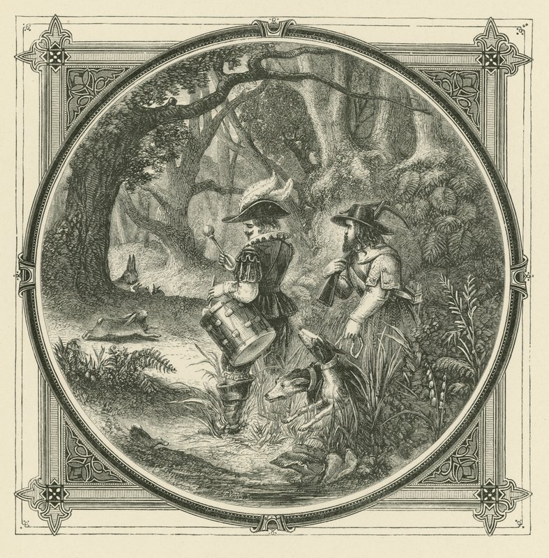 Les lièvres ne sont pas attrapés au son du tambour, ni les oiseaux avec des tartes (gravure) - John Leighton