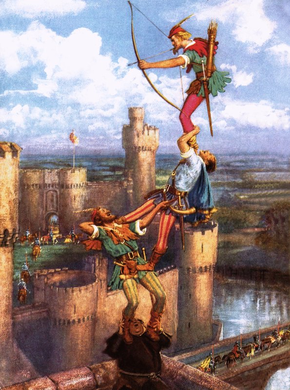 Robin des Bois tire sur le château de Nottingham - John Millar Watt