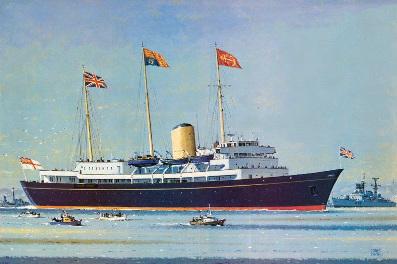 Britannia, résidence flottante de la Reine Elizabeth II et du Prince Philip (lithographie couleur) - John S. Smith