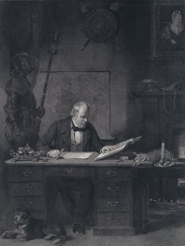 Sir Walter Scott dans son étude (gravure) - John Watson Gordon