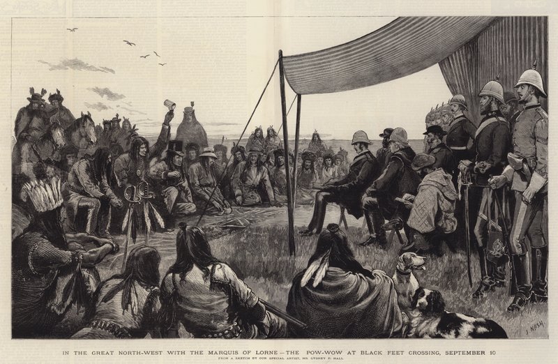 Dans le Grand Nord-Ouest avec le Marquis de Lorne, le Pow-Wow à Black Feet Crossing, 10 septembre - Joseph Nash