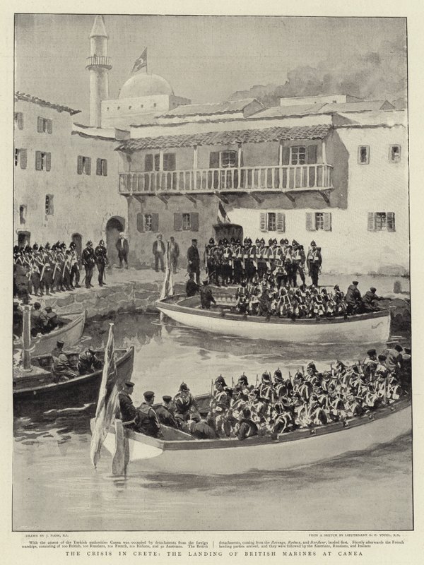 La crise en Crète, le débarquement des marines britanniques à Canea - Joseph Nash