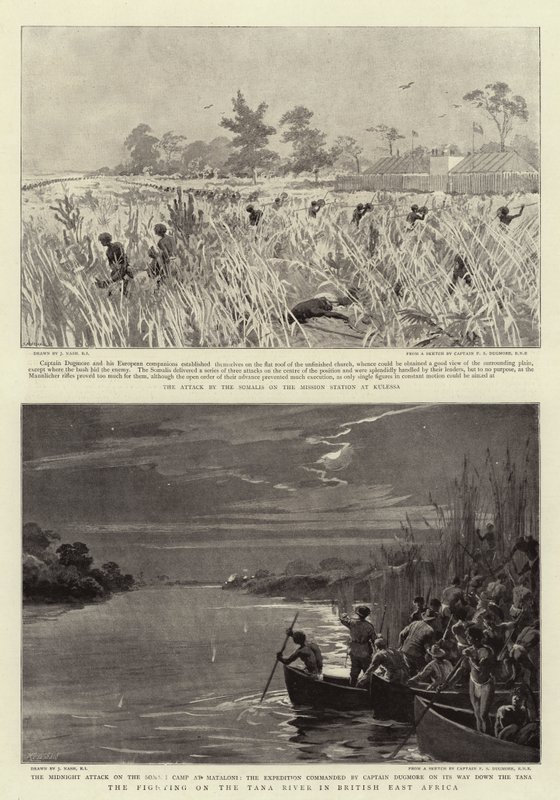 Les combats sur la rivière Tana en Afrique orientale britannique - Joseph Nash