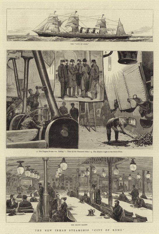 Le nouveau paquebot Inman City of Rome - Joseph Nash