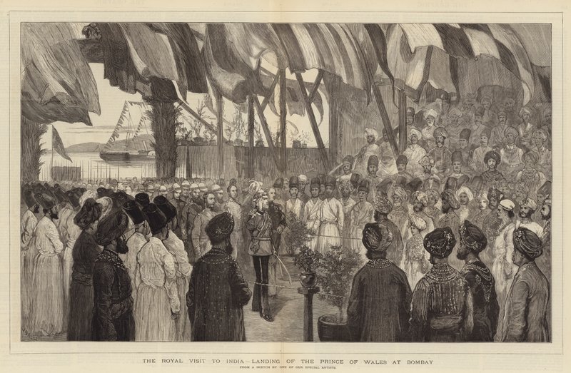 La Visite Royale en Inde, Débarquement du Prince de Galles à Bombay - Joseph Nash