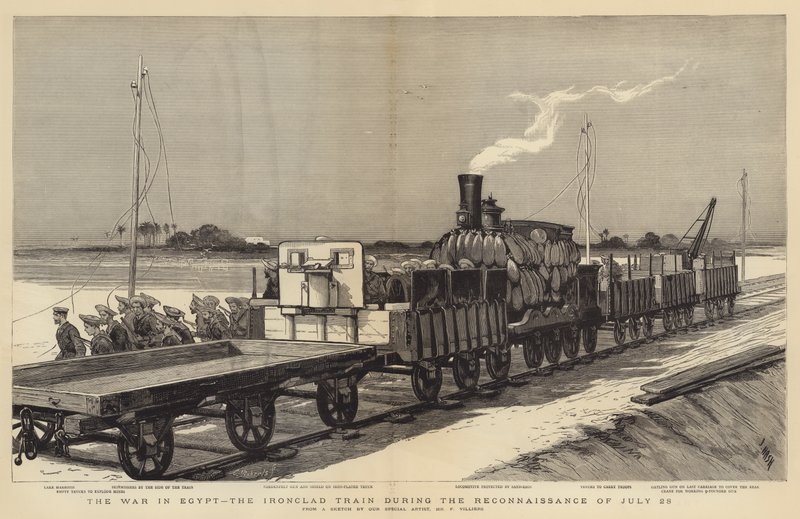 La guerre en Égypte, le train blindé lors de la reconnaissance du 28 juillet - Joseph Nash