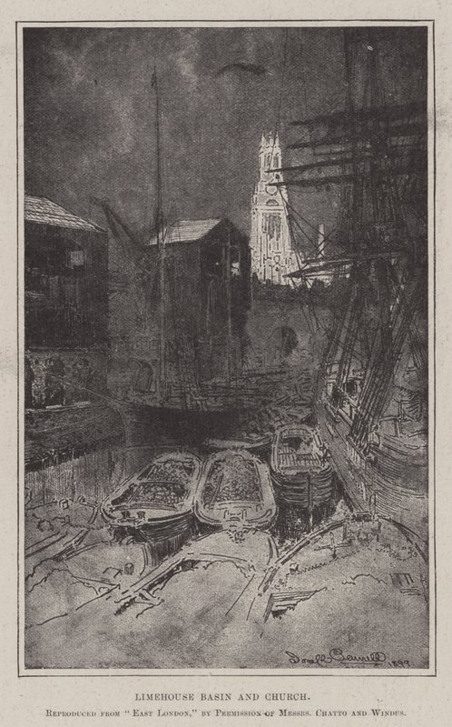 Bassin et église de Limehouse - Joseph Pennell