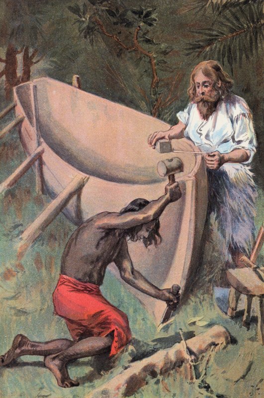 Robinson Crusoé : Nous fabriquons un grand bateau - Joseph (after) Finnemore