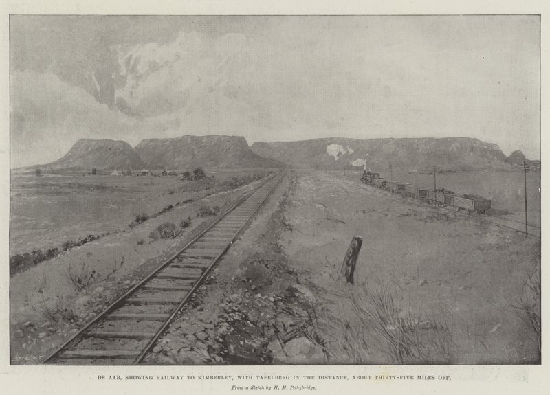 De Aar, montrant le chemin de fer vers Kimberley, avec Tafelberg au loin, à environ trente-cinq miles - Joseph Holland Tringham