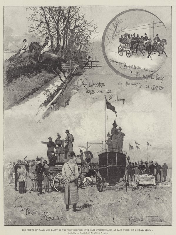 Le prince de Galles et son groupe au club de chasse de West Norfolk, à East Winch, le lundi 9 avril - Joseph Holland Tringham