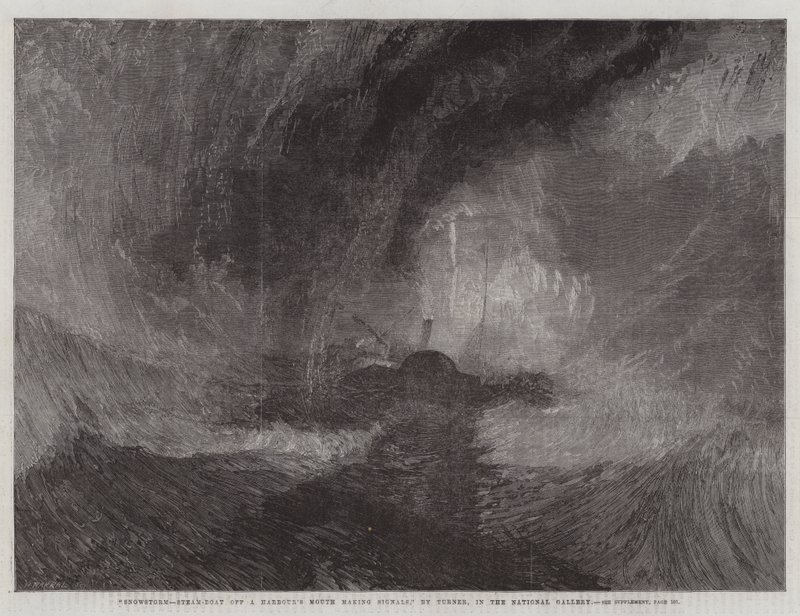Tempête de neige, bateau à vapeur à l