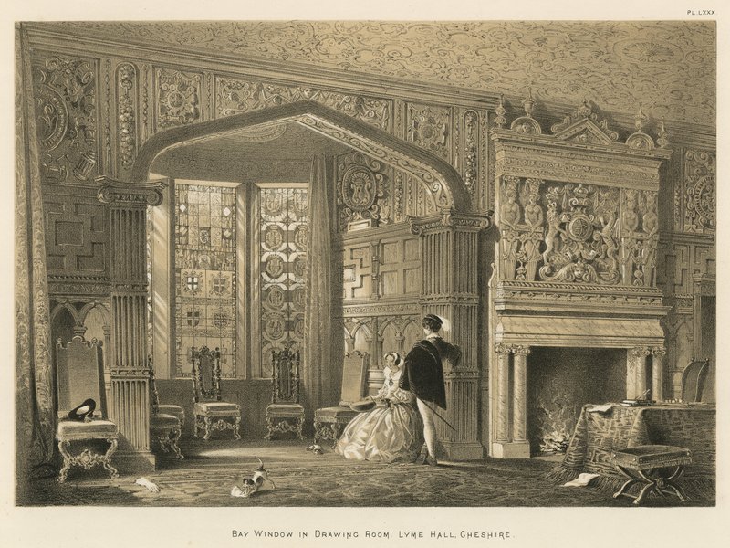 Baie vitrée dans le salon, Lyme Hall, Cheshire - Joseph Nash