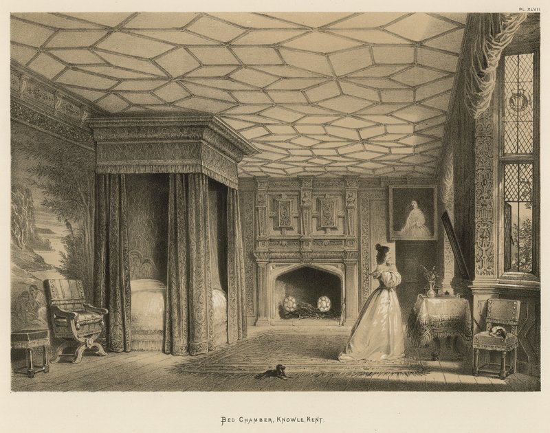 Chambre à coucher, Knowle, Kent - Joseph Nash