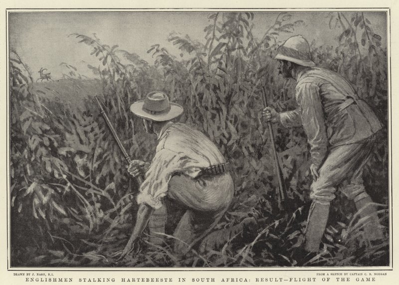 Des Anglais traquant des hartebeestes en Afrique du Sud, Résultat, fuite du gibier - Joseph Nash