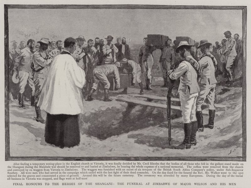 Derniers honneurs aux héros du Shangani, les funérailles à Zimbabwe du major Wilson et de ses hommes - Joseph Nash