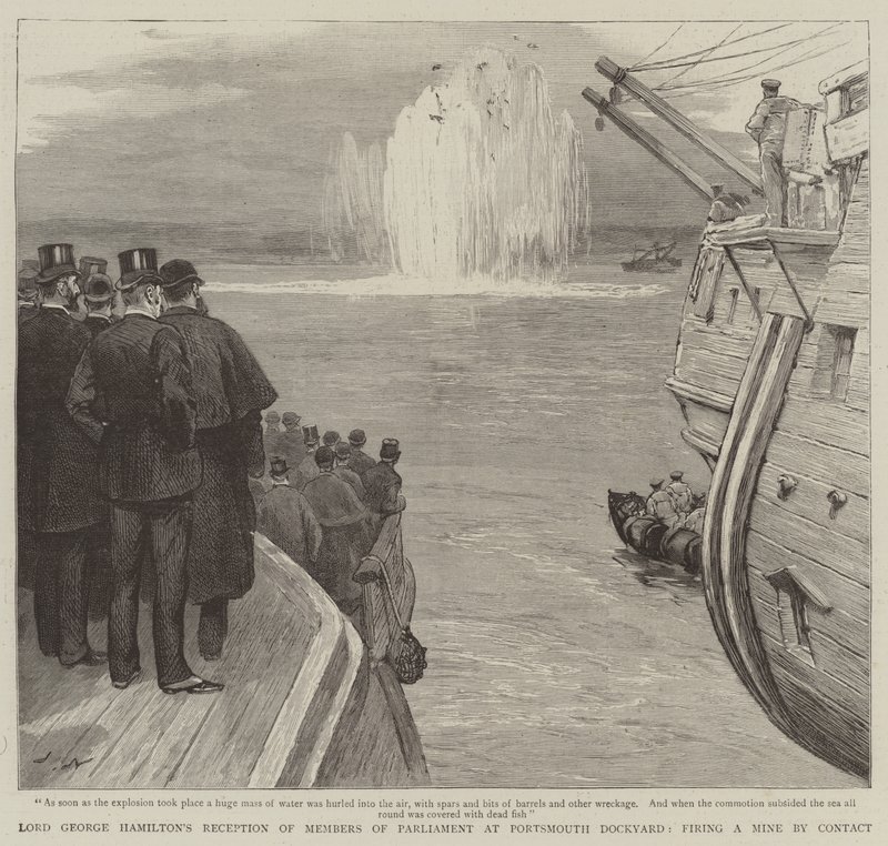 Réception de Lord George Hamilton des membres du Parlement au chantier naval de Portsmouth, déclenchement d