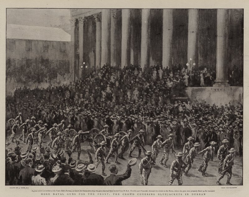 Plus de canons navals pour le front, la foule acclamant les marins à Durban - Joseph Nash