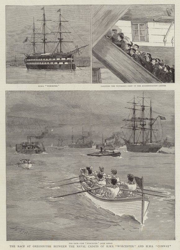La course à Greenhithe entre les cadets de la marine du HMS Worcester et du HMS Conway - Joseph Nash
