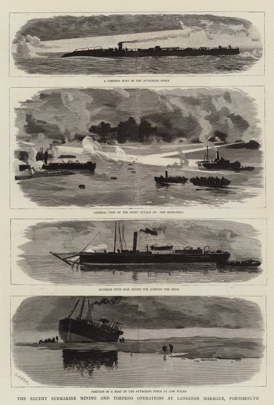 Les récentes opérations de mines sous-marines et de torpilles à Langston Harbour, Portsmouth - Joseph Nash