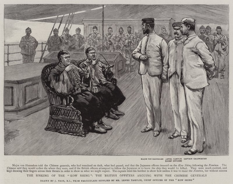 Le naufrage du Kow Shing, les officiers britanniques discutant avec les généraux chinois - Joseph Nash