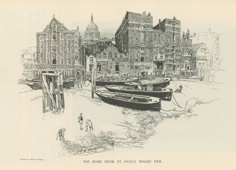 Le dôme de la cathédrale Saint-Paul depuis le quai de Saint-Paul - Joseph Pennell