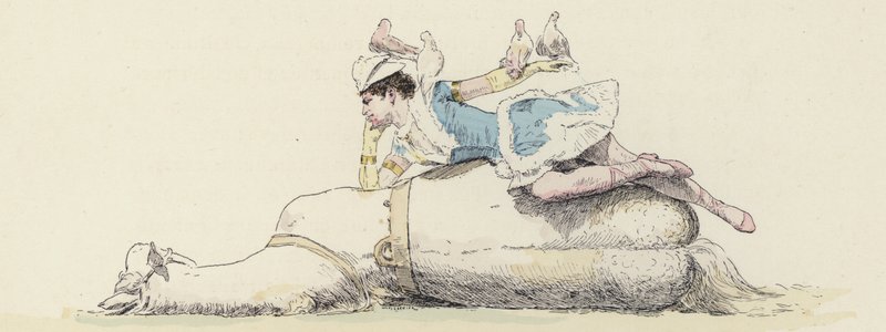 Artiste de cirque, allongée sur un cheval, avec des colombes sur son bras et sa tête - Jules Arsene (after) Garnier