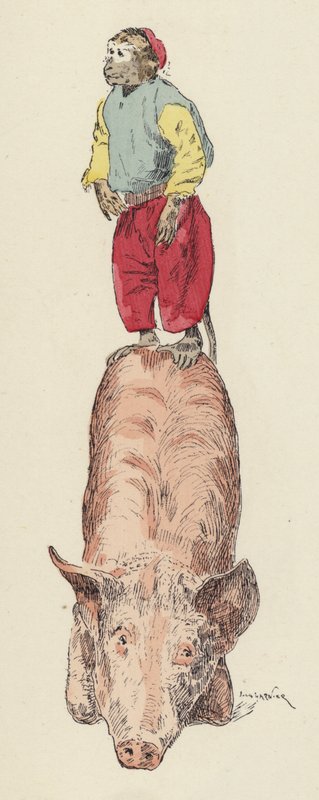 Singe chevauchant un cochon - Jules Arsene (after) Garnier