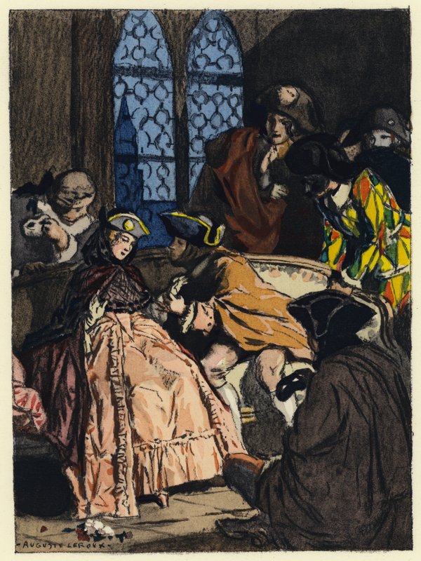 Illustration pour les mémoires de Casanova (lithographie couleur) - Jules Marie Auguste Leroux