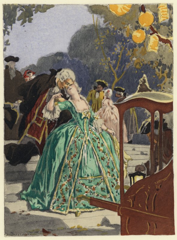 Illustration pour les mémoires de Casanova (lithographie couleur) - Jules Marie Auguste Leroux