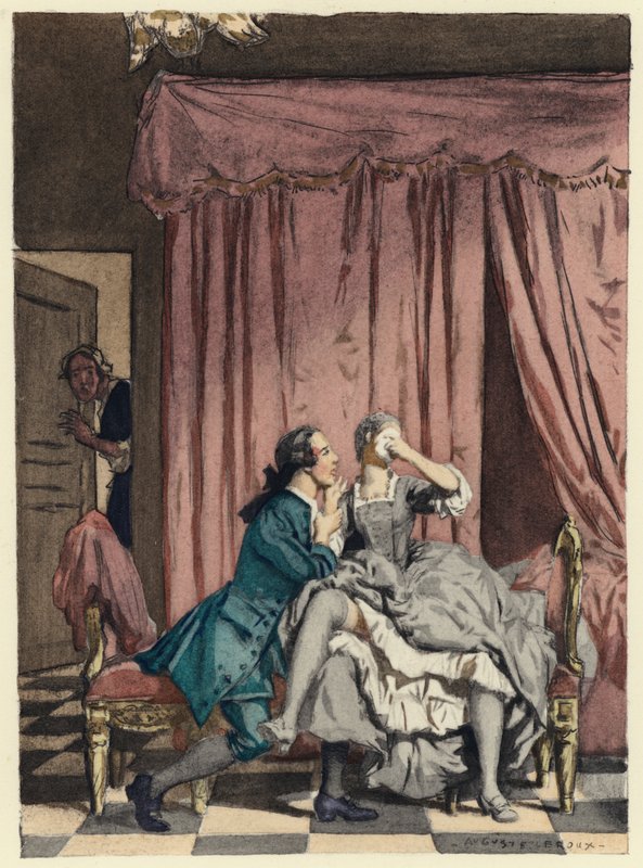 Illustration pour les mémoires de Casanova (lithographie couleur) - Jules Marie Auguste Leroux