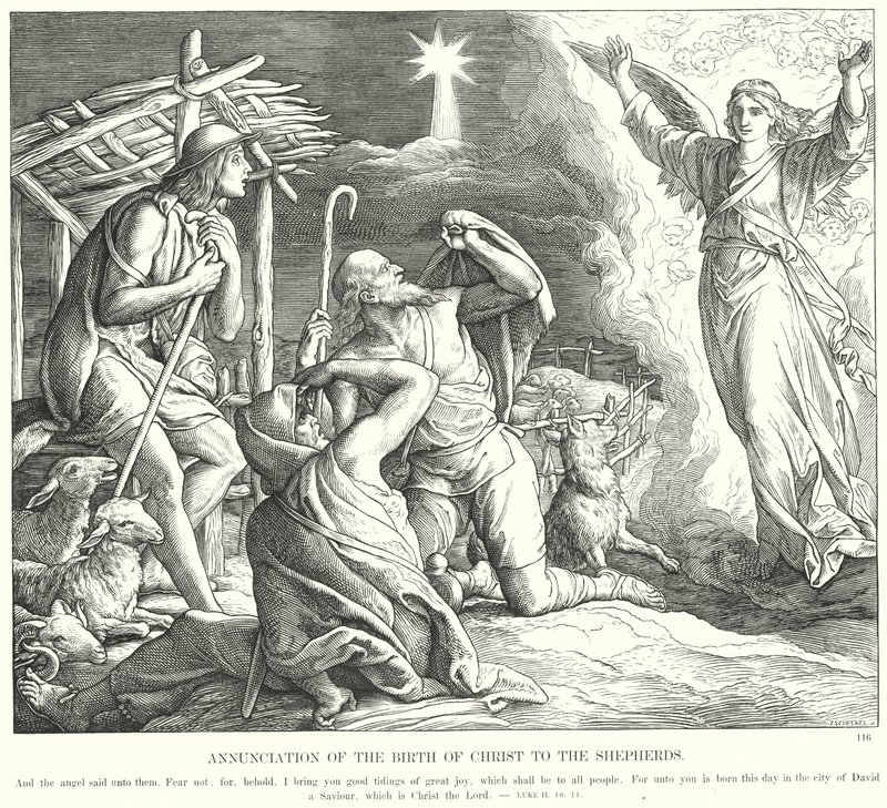 Annonciation de la naissance du Christ aux bergers - Julius (after) Schnorr von Carolsfeld