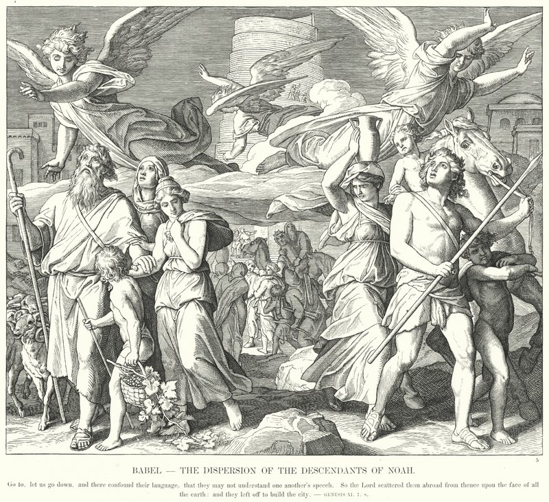 Babel, la dispersion des descendants de Noé - Julius (after) Schnorr von Carolsfeld
