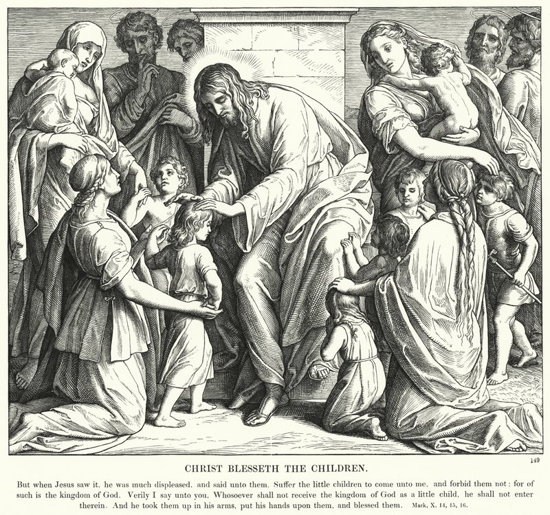 Le Christ bénit les enfants (gravure) - Julius (after) Schnorr von Carolsfeld