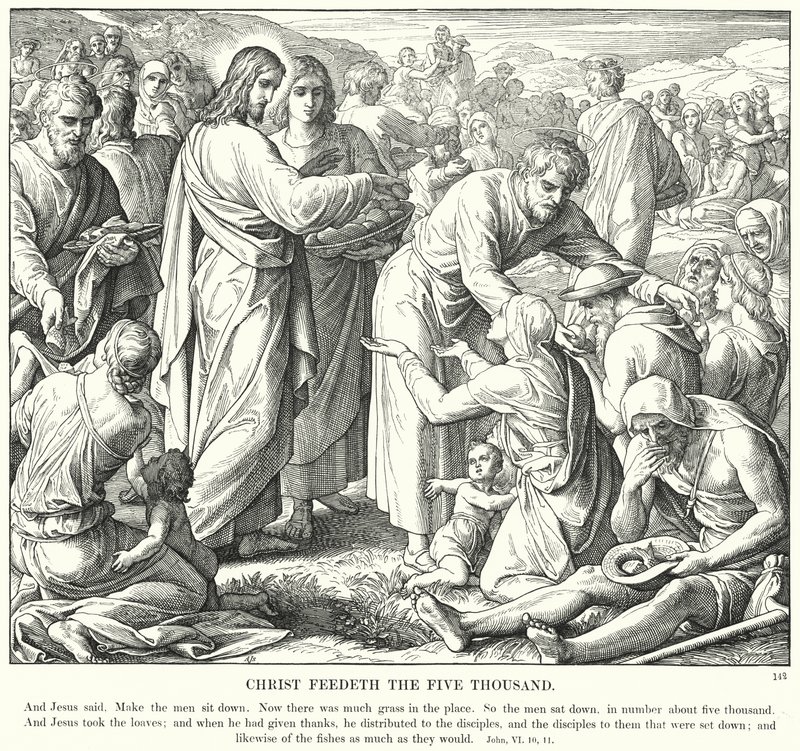 Le Christ nourrit les cinq mille (gravure) - Julius (after) Schnorr von Carolsfeld