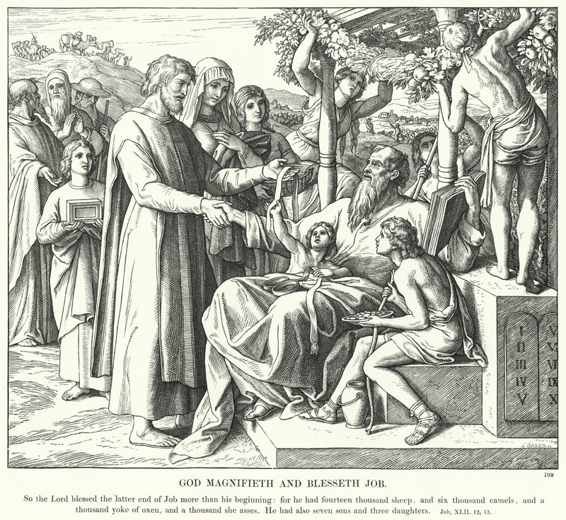 Dieu magnifie et bénit Job (gravure) - Julius (after) Schnorr von Carolsfeld