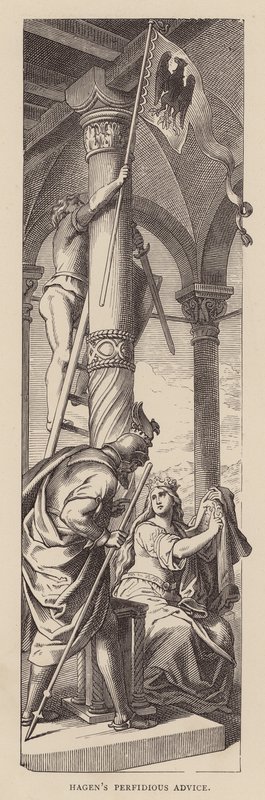 Le Conseil perfide de Hagen (gravure) - Julius (after) Schnorr von Carolsfeld