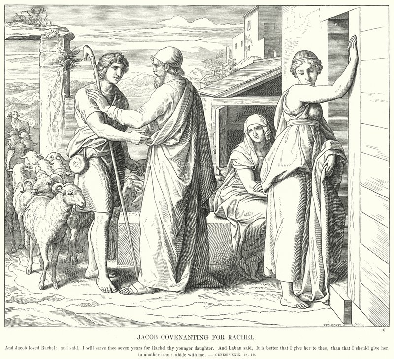 Jacob concluant un pacte pour Rachel - Julius (after) Schnorr von Carolsfeld