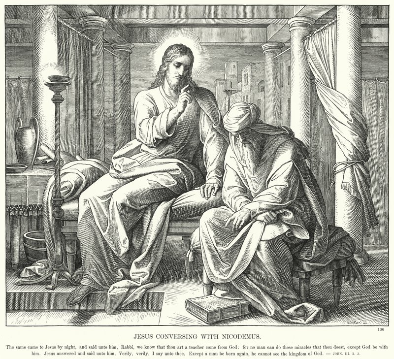Jésus conversant avec Nicodème (gravure) - Julius (after) Schnorr von Carolsfeld