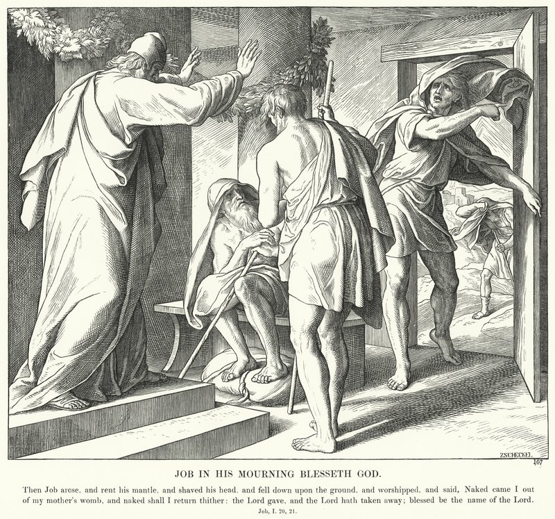 Job dans son deuil bénit Dieu (gravure) - Julius (after) Schnorr von Carolsfeld