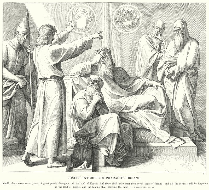 Joseph interprète les rêves de Pharaon (gravure) - Julius (after) Schnorr von Carolsfeld