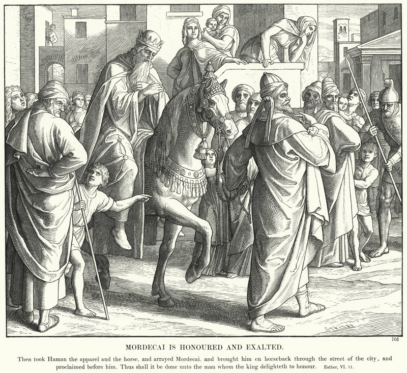 Mardochée est honoré et exalté - Julius (after) Schnorr von Carolsfeld